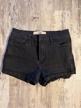 Hollister Black Denim Frayed Hem Shorts Size 1 or W25